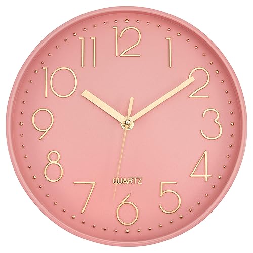 Lumuasky Pink Wall Clock Modern Battery Operated Analog Small Cute