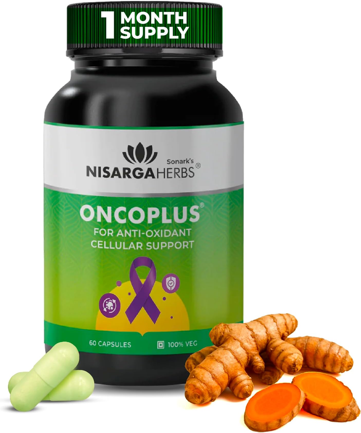 Nisarga Herbs Oncoplus 60 Capsules | 30 Days Supply | Antioxidant & Anti-Inflammatory Support | Reduces Nausea & Improves Quality of Life