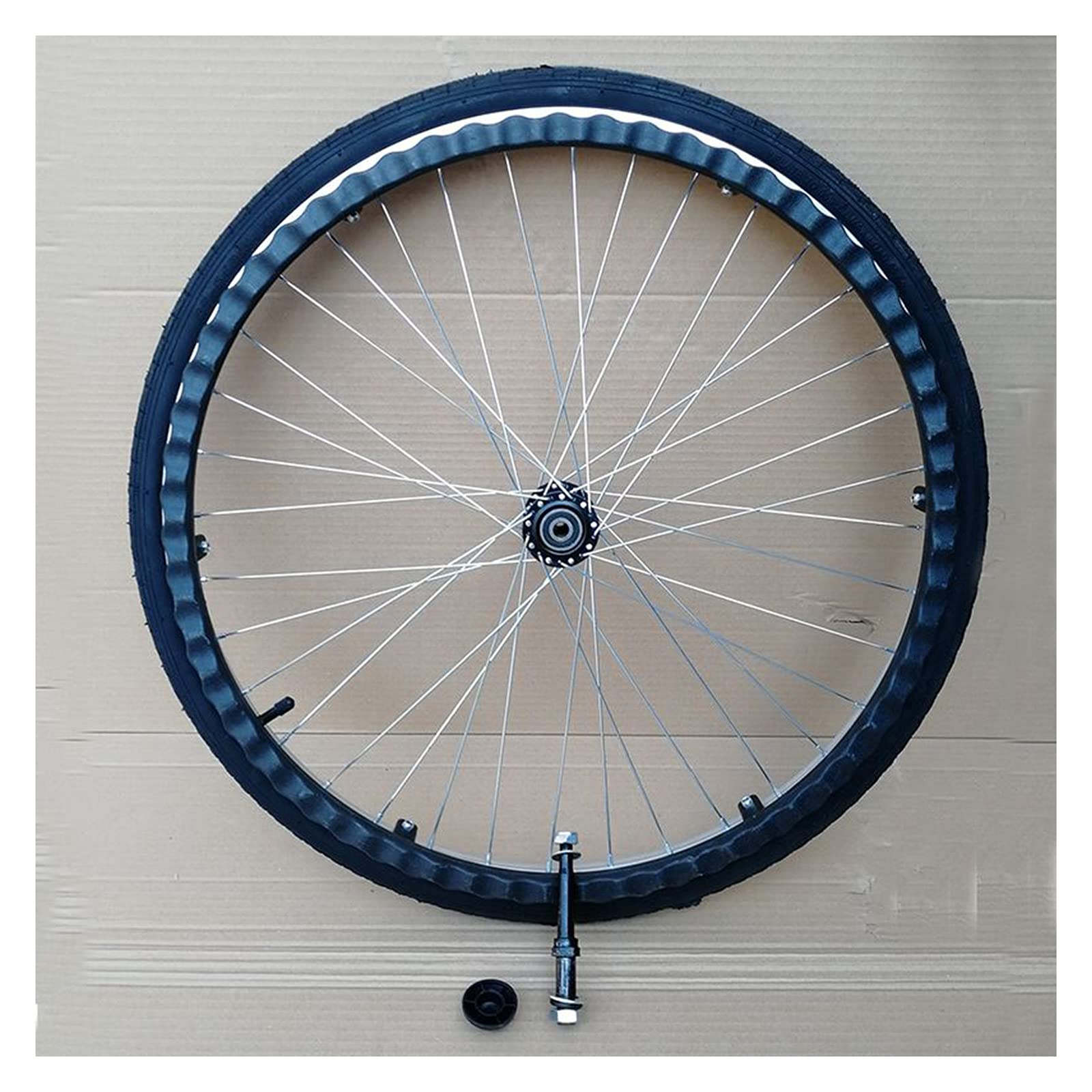 Ruedas Giratorias Manuales para Silla de Ruedas de 24 Pulgadas, Repuesto de Rueda De NeumáTico Trasero Inflable Negro/Gris, Rodamiento de 12 mm / 14 mm