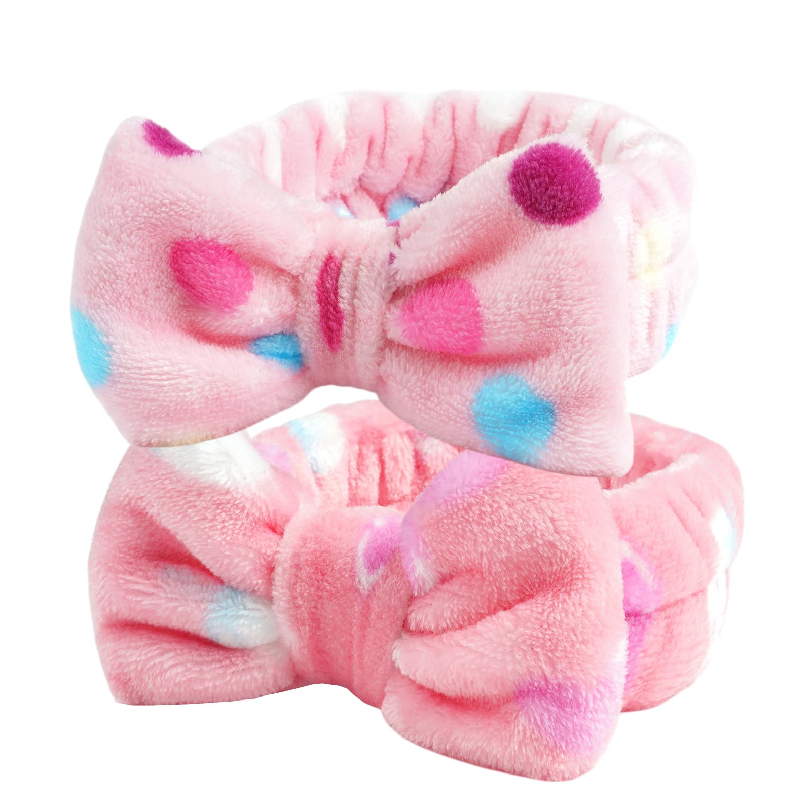 scicent Skincare Headband 2 Pack Spa Headband Soft Bowknot Coral Fleece Elastic Headband for Women Girls Washing Face Beauty Skincare and Sports - 1312
