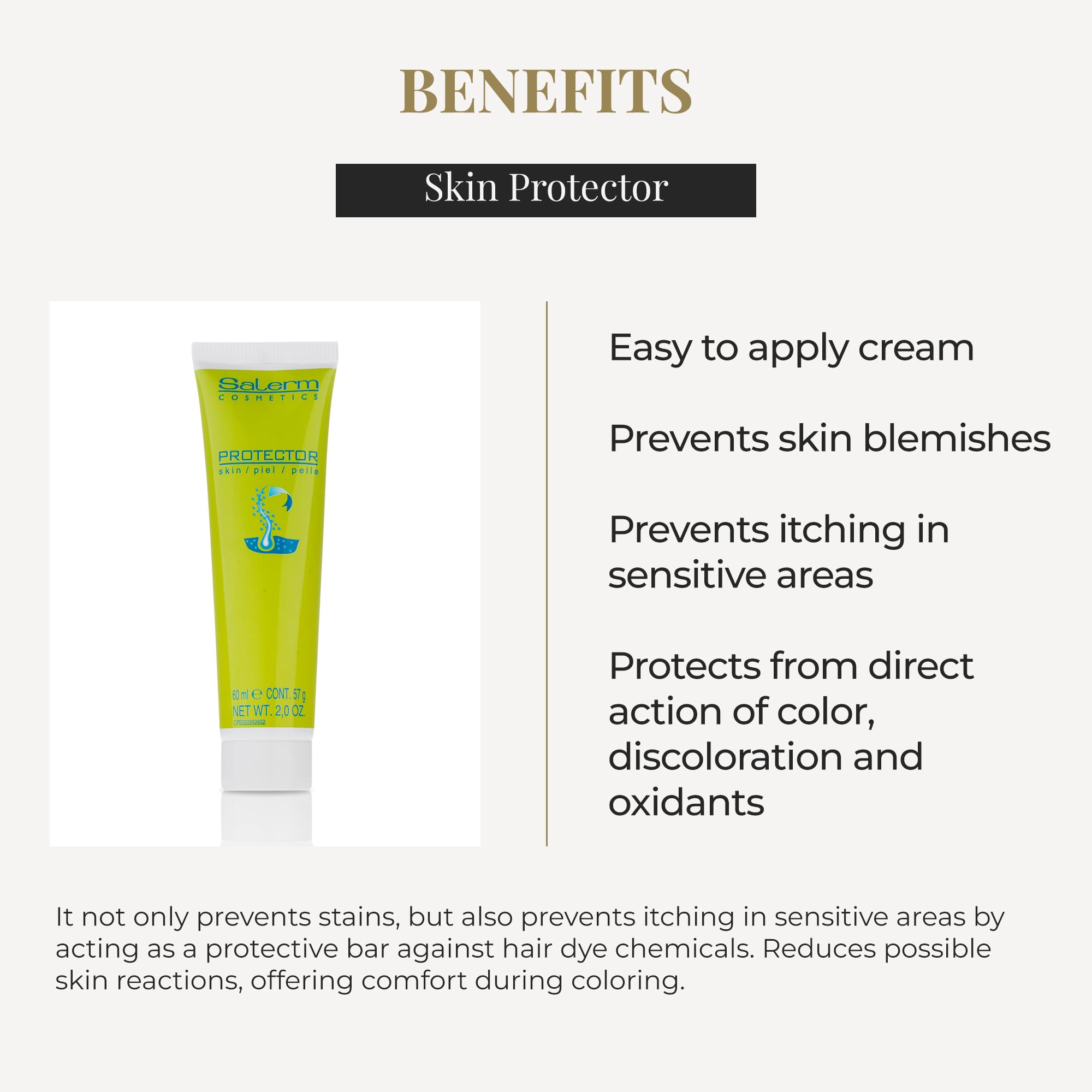 SALERM - Skin Protector - Protector Skin - 60 ml - Prevents Hair Dye Stains on Skin - Prevents Itching in Sensitive Areas - Easy to Apply