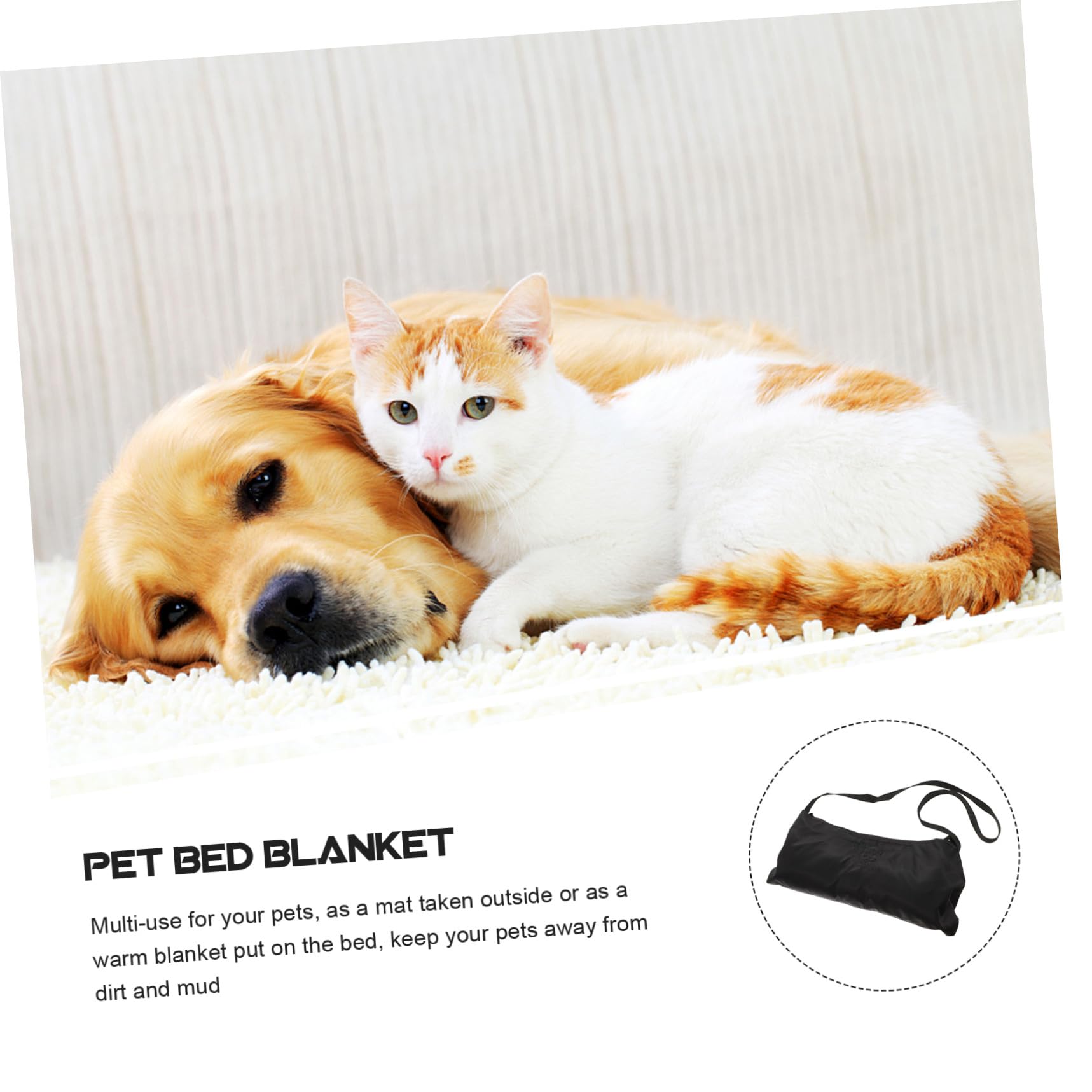 YARNOW Manta Plegable Portátil para Mascotas Térmica Multifuncional Negra | Lana, Rectangular y Lavable, Bolsa Lateral Cremallera, Uso Exterior Cama