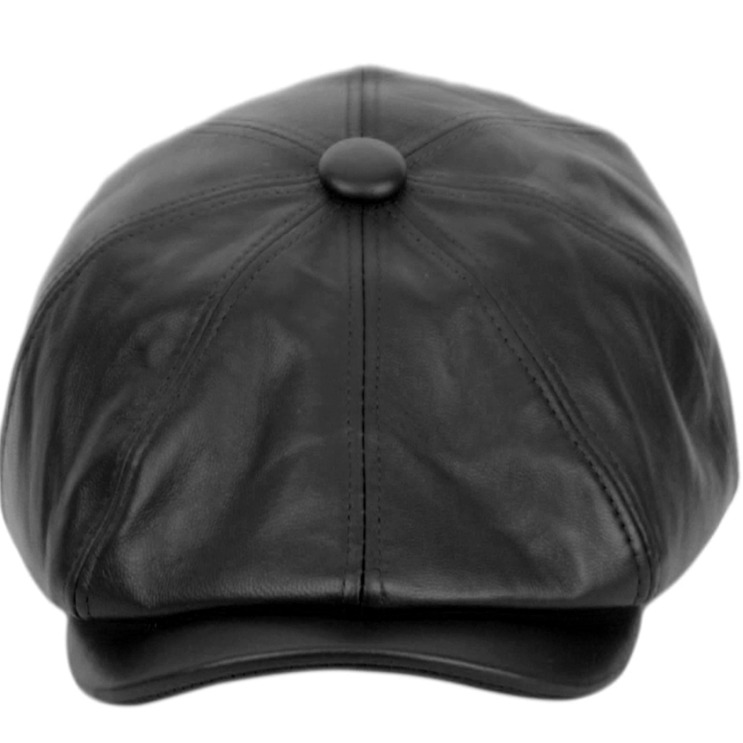 Men Genuine Newsboy Leather Hat Cap (as1, Alpha, l, Black)