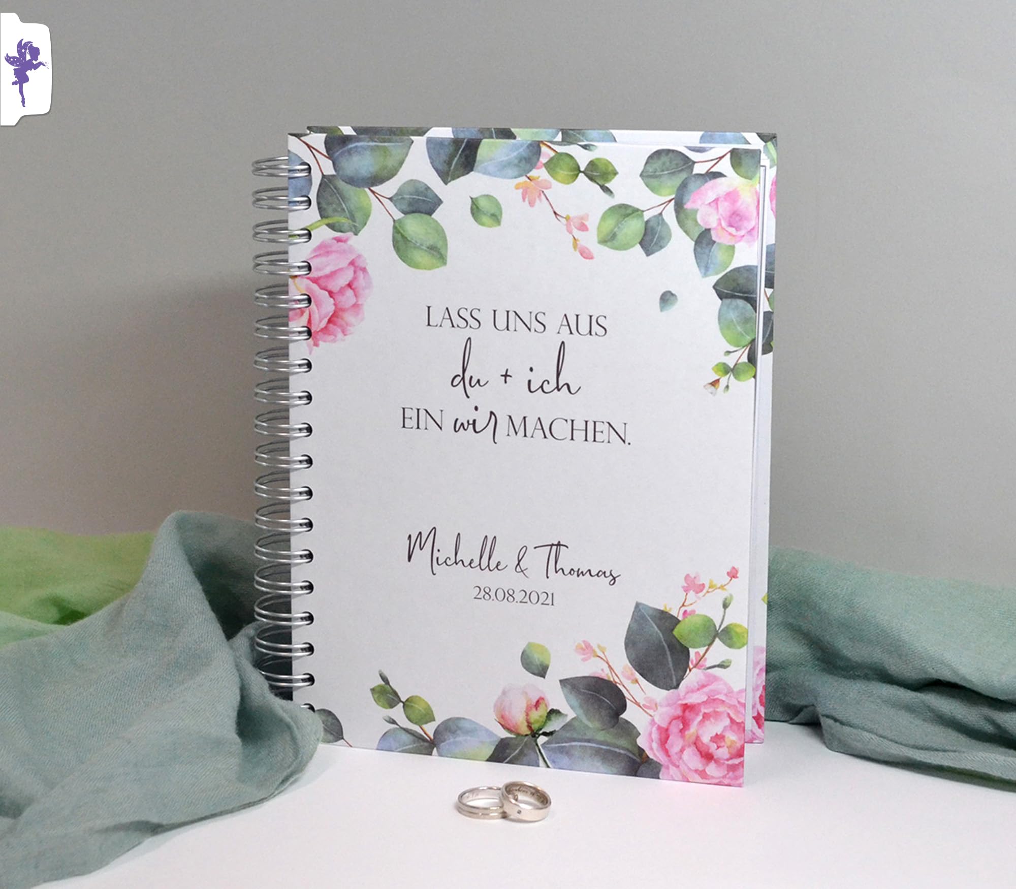 FEENSTAUB Hochzeit planen mit perfekten Hochzeitsplaner Buch 326 Seiten, personalisierbar, inkl. Online Listen, Hochzeitsplanung, Verlobungsgeschenk für beide, Hochzeitsplaner deutsch Rosen