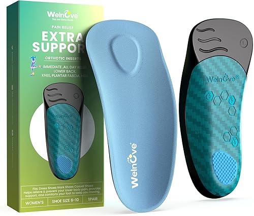 Welnove Plantillas para fascitis plantar para mujer, insertos de soporte de arco que absorben los golpes, para pies planos, alivio de la fascitis