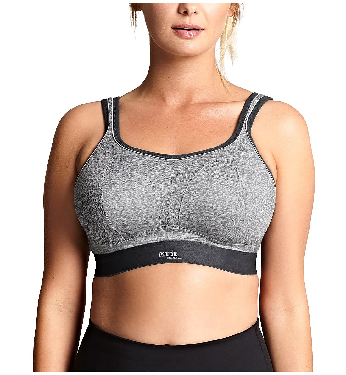 Panache Boundless Non Wired Sports Bra | Charcoal/Gray 32H | High Impact, Supportive Sports Bra for Women, Exercise & Workout Bra
