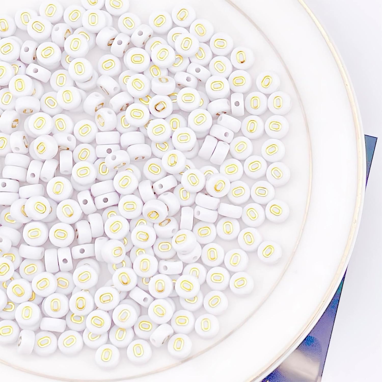 300Pcs Vowel Letter Beads O 4X7mm Individual Round Alphabet Beads for Friendship Bracelets Making - Image 2