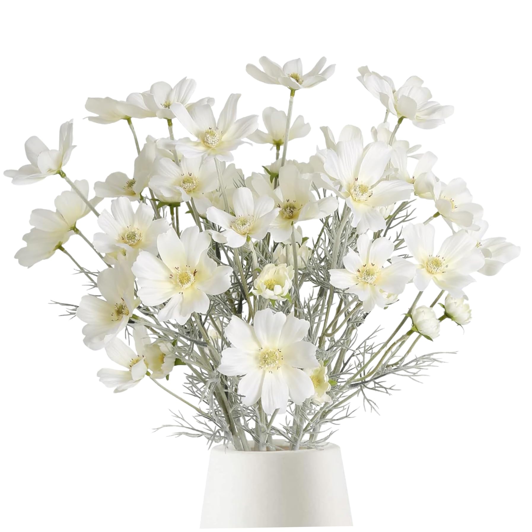 Fleurs artificielles Cosmos blanches de 61cm en tissu de soie pour deco de jardin