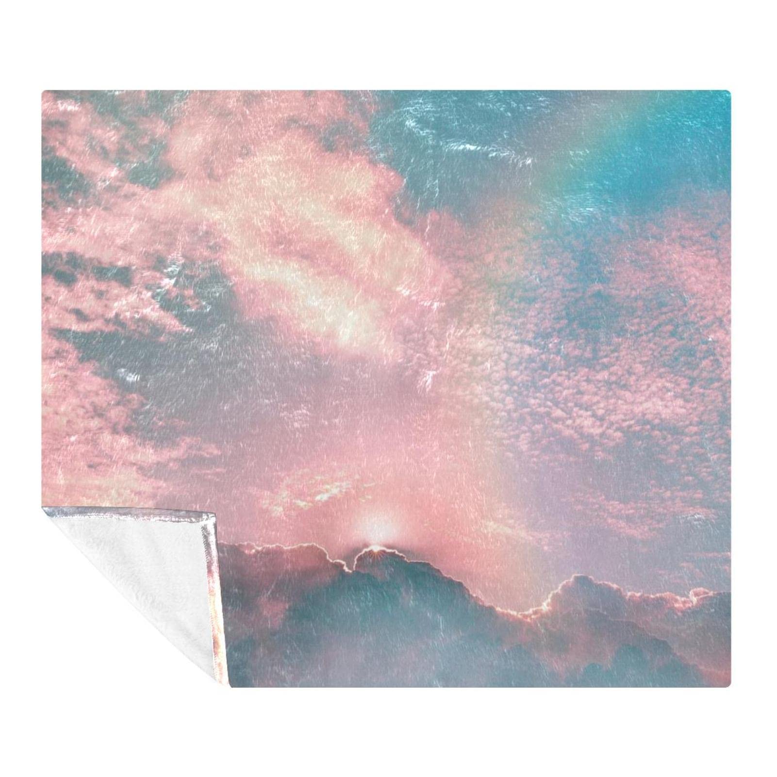 Couverture cadeau rose et arc-en-ciel douce pour la naissance ou un anniversaire