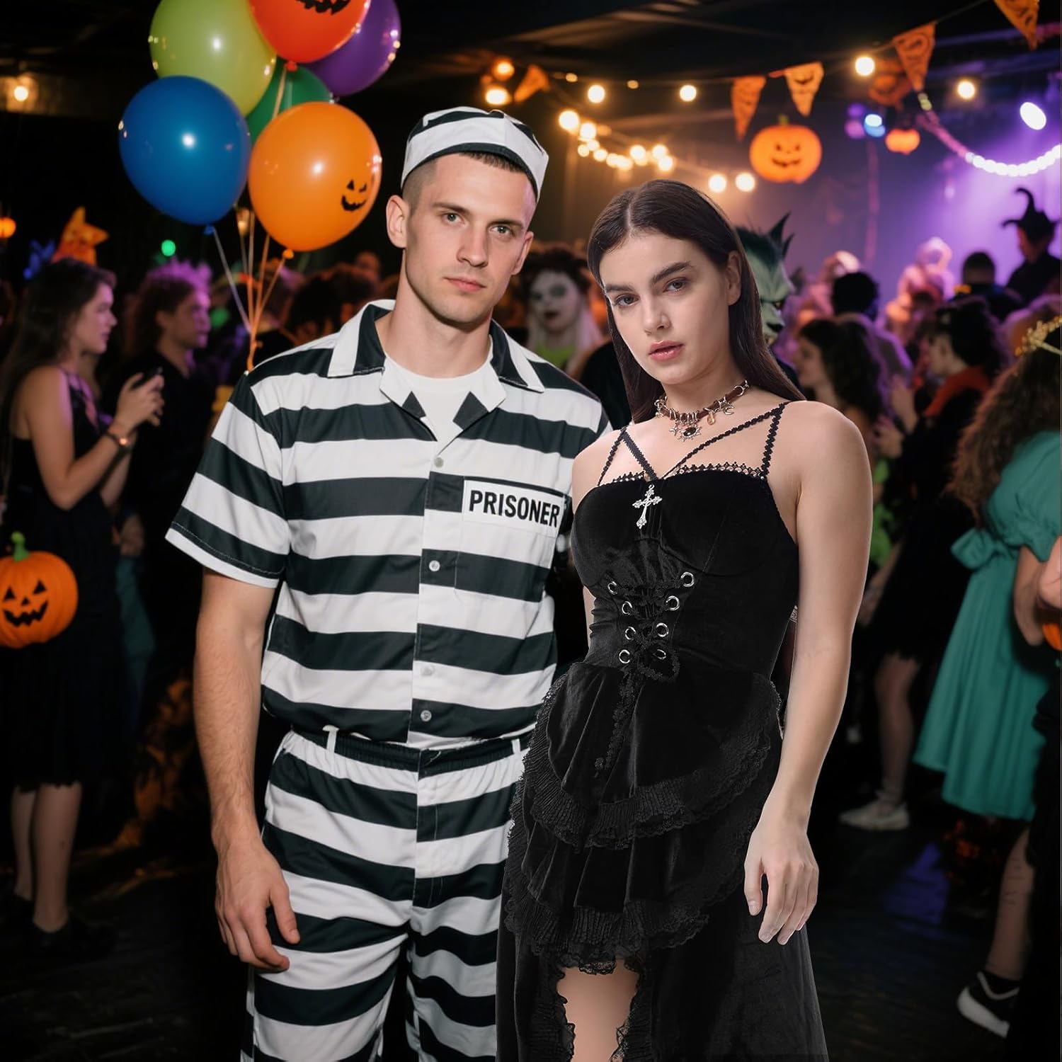 Womens Goth Dress Black Gothic Corset Dresses Vintage Fairy Lolita Dress Renaissance Halloween Cosplay Costume - Image 7