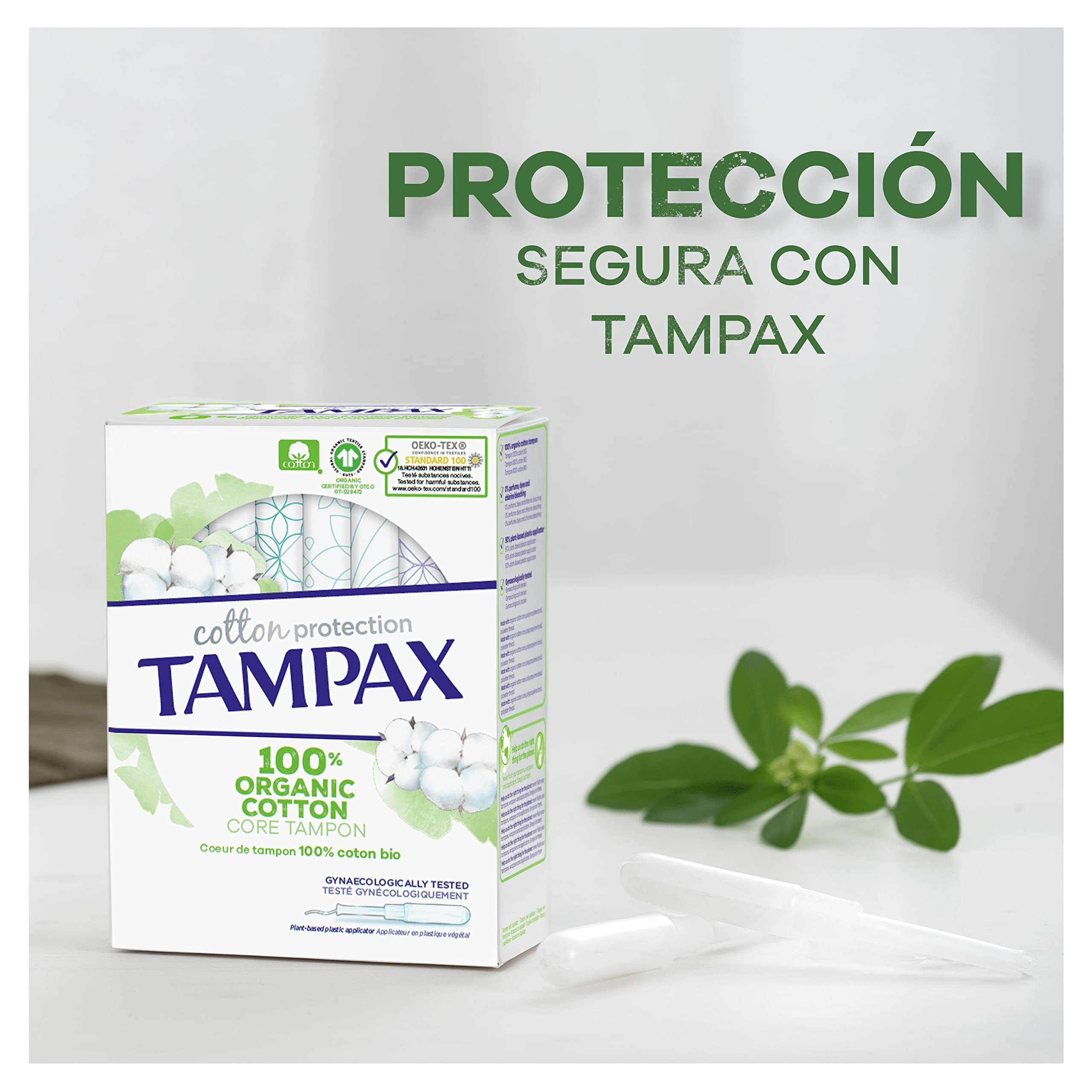Tampax Tampones Cotton Protection Super Con Aplicador, Pack de 56, Tampones De Algodón Orgánico De Tampax