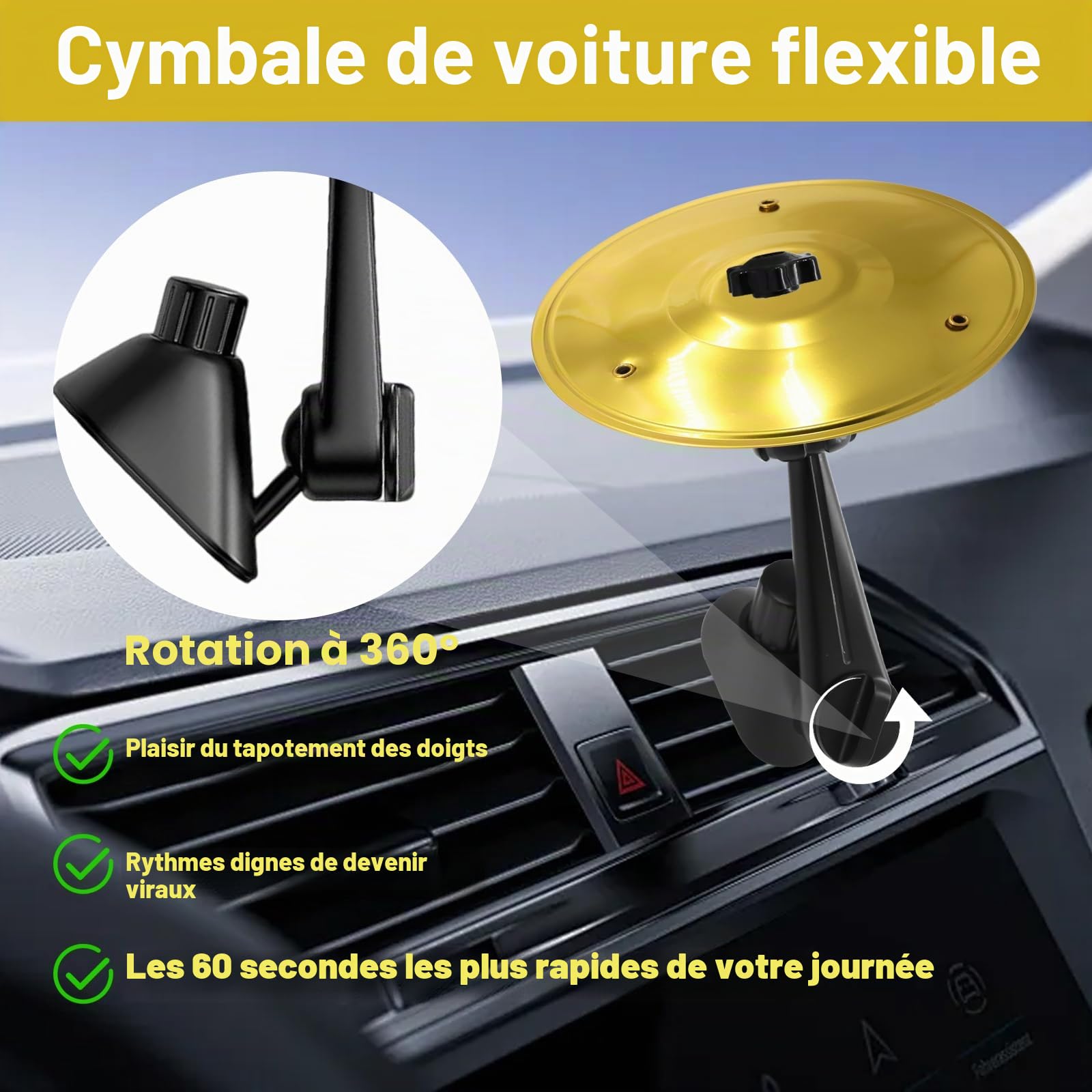 Mini Cymbale de Voiture (Or)