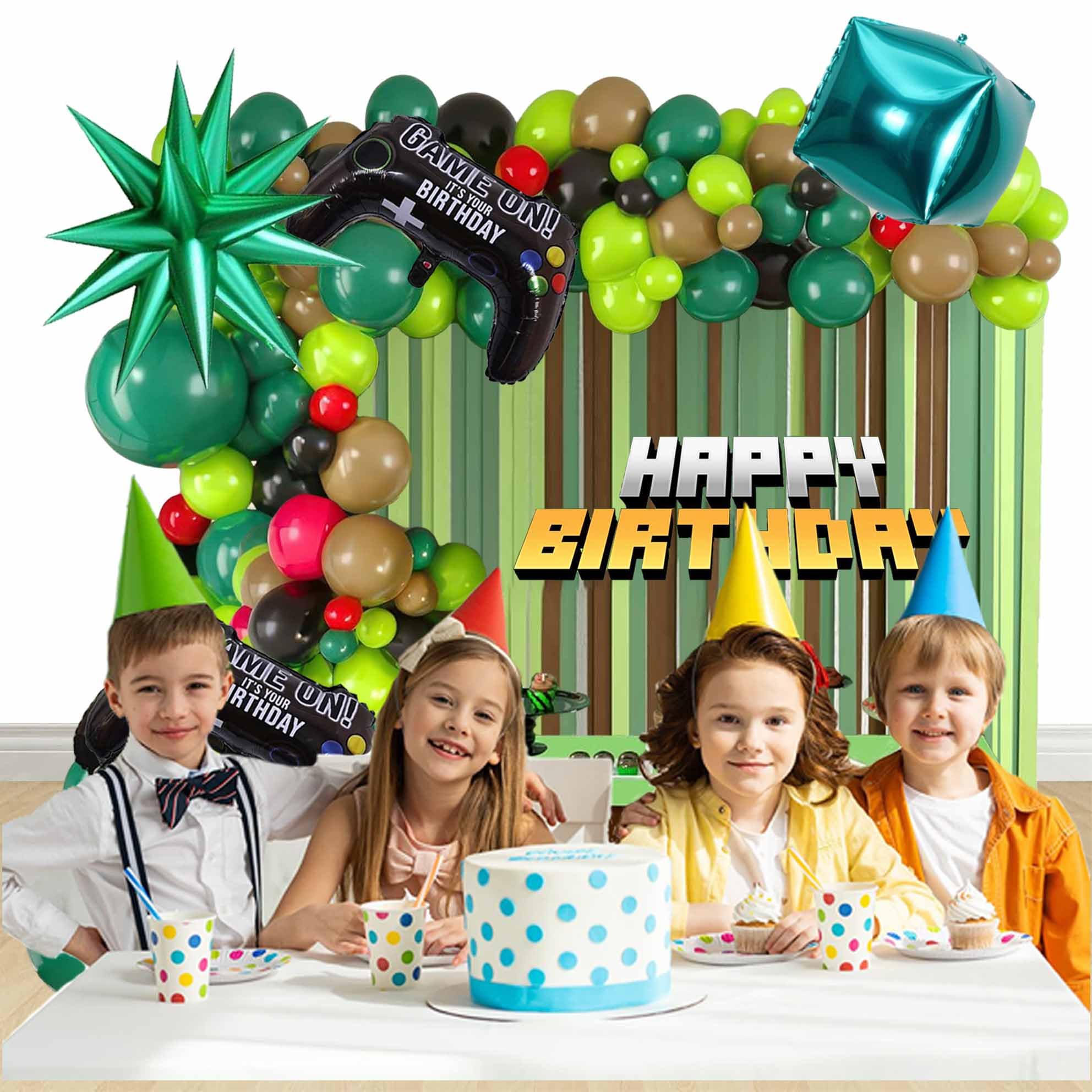Kit Palloncini Pixel Per Compleanno – 143 Pz, Stelle Foil E Punti Adesivi Per Feste A Tema Game
