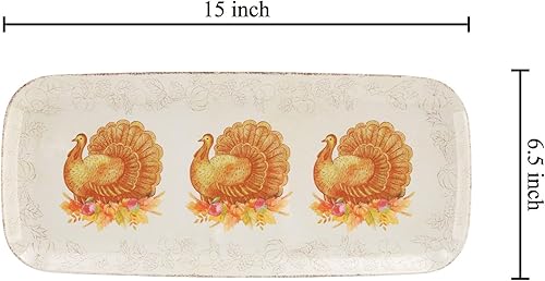 Miniatura 10 de UP ware Harvest - Bandeja de melamina de calabaza, bandeja rectangular de 15 x 6.5 pulgadas, bandeja de alimentos sin BPA para entretenimiento