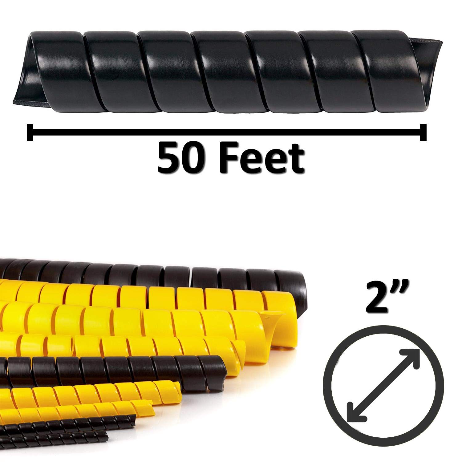Electriduct Kabelschlauch, 5,1 cm, strapazierfähig, spiralförmig, HDPE, flexibel, Kunststoff, 15 m, Schwarz