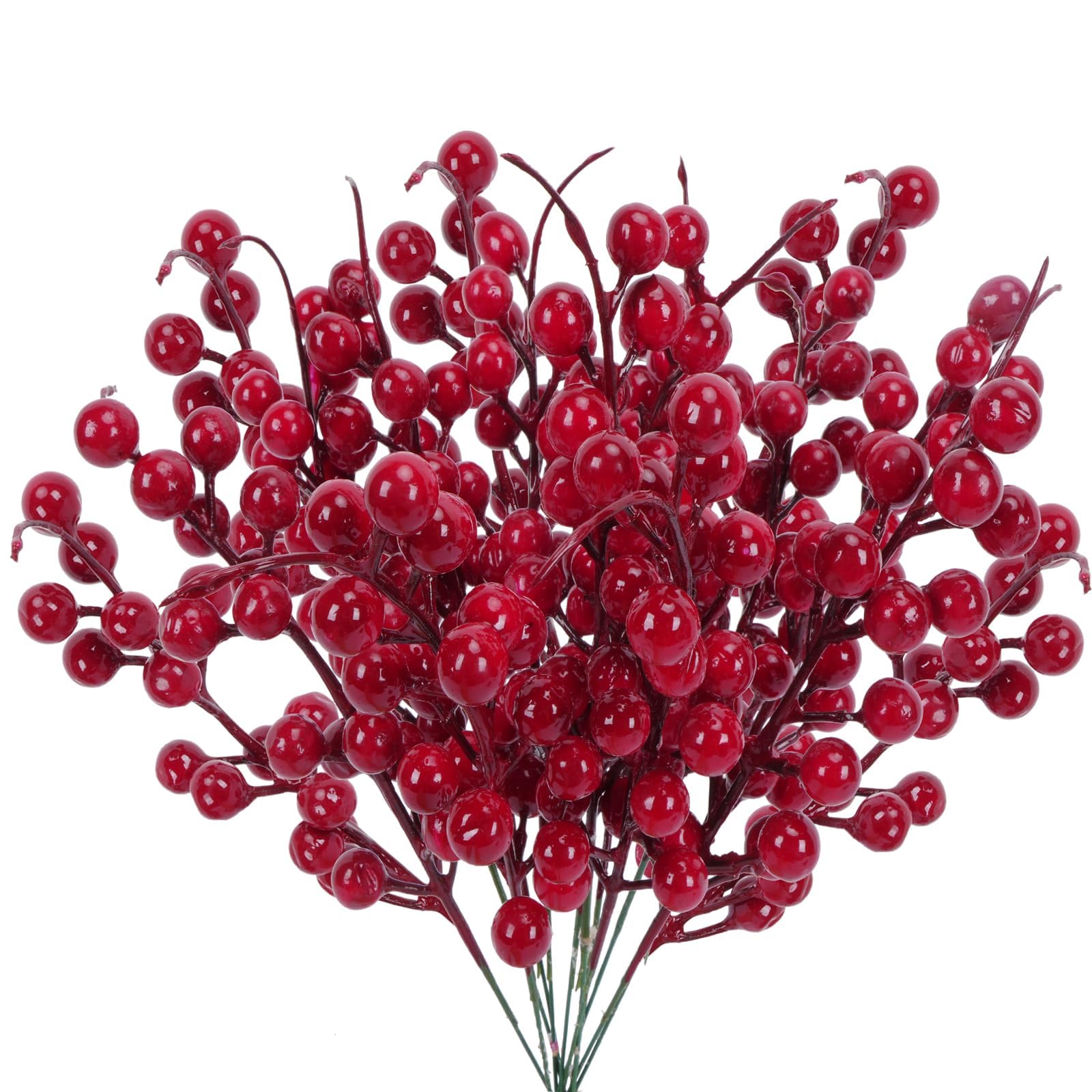 200 Baies Décoratives Noël - 12 Mm - Branches Givrées - Pour Couronne, Sapin, DIY - Lot De 100 Tiges - 6