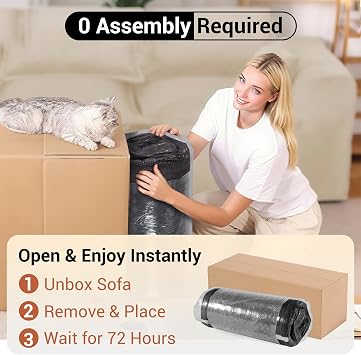 Bowear 103 Modular Cloud Couch, Sectional Boneless Sofa for Living Room, Deep Seat Cloud Couch, No Assembly Corduroy L Shape Couches, Left Facing Chaise Lounge W/Throw Pillows & Armrest (Black)