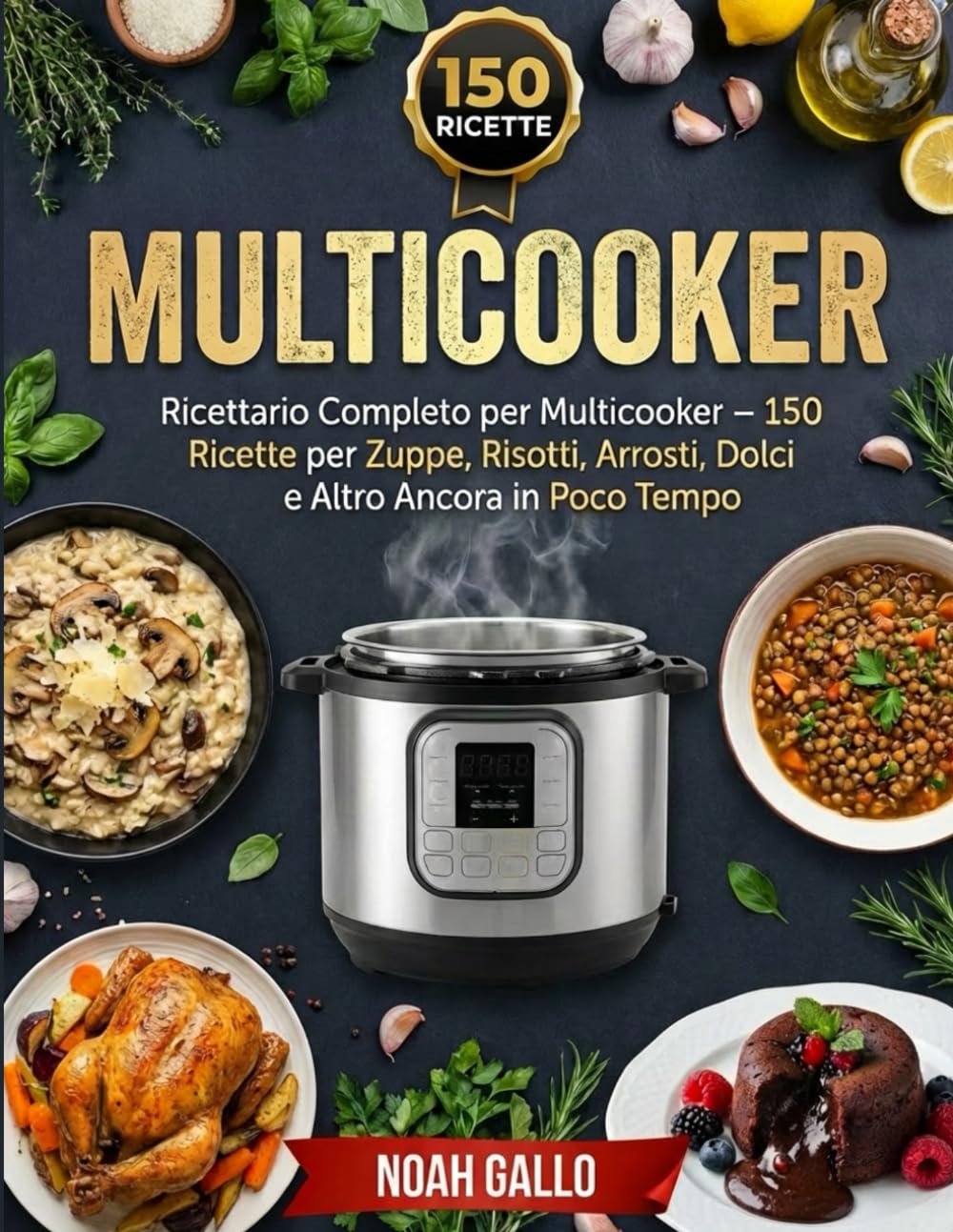 Multicooker: Ricettario Completo per Multicooker – 150 Ricette per Zuppe, Risotti, Arrosti, Dolci e Altro Ancora in Poco Tempo