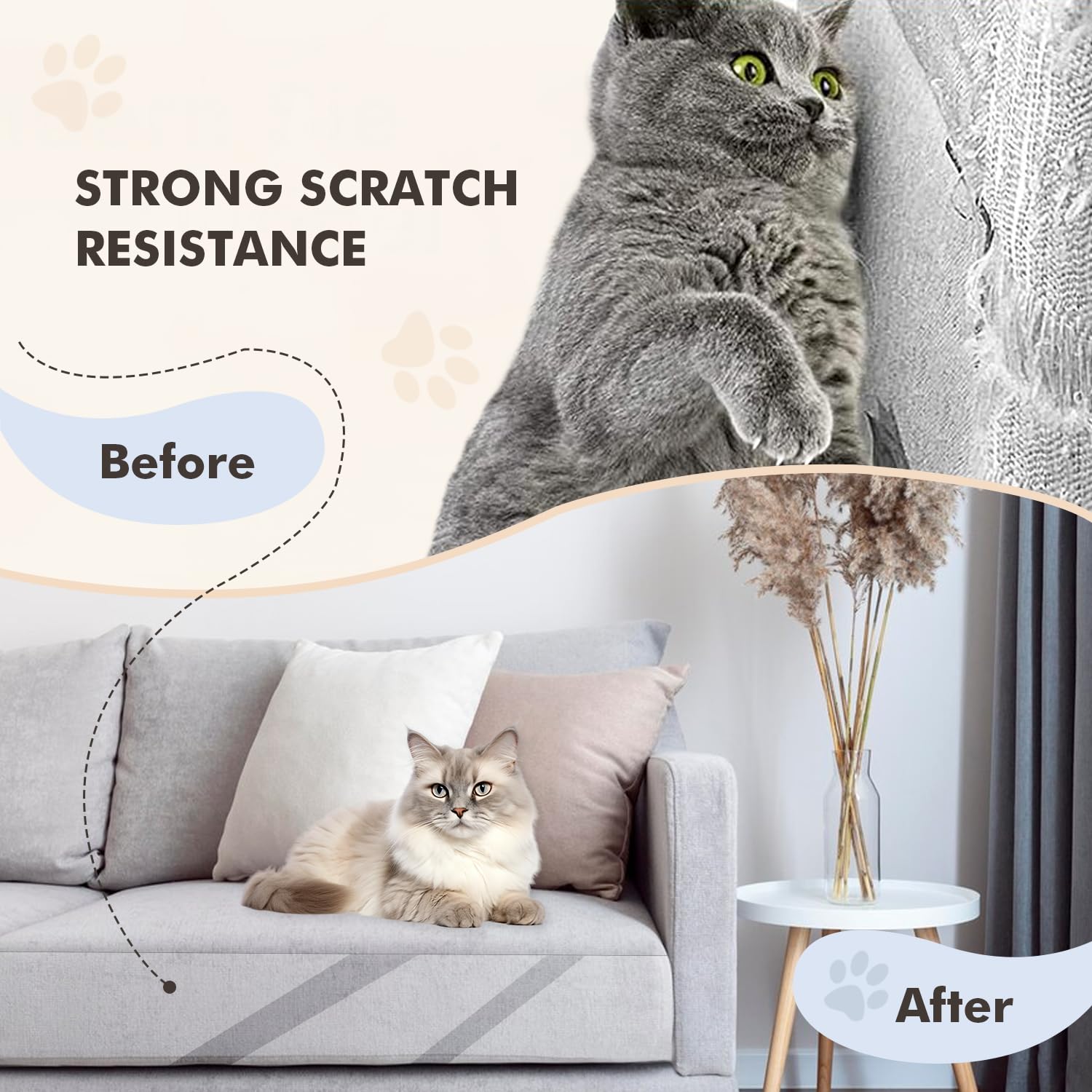 Lovcoyo Protezione Graffi Gatto, 20X500CM Protezione antigraffio per gatt, Divano Gatti Graffi Protezioni per Mobili per Divani, PVC Anti-Graffio Protector, Protezione per Divano Porta e mobilia