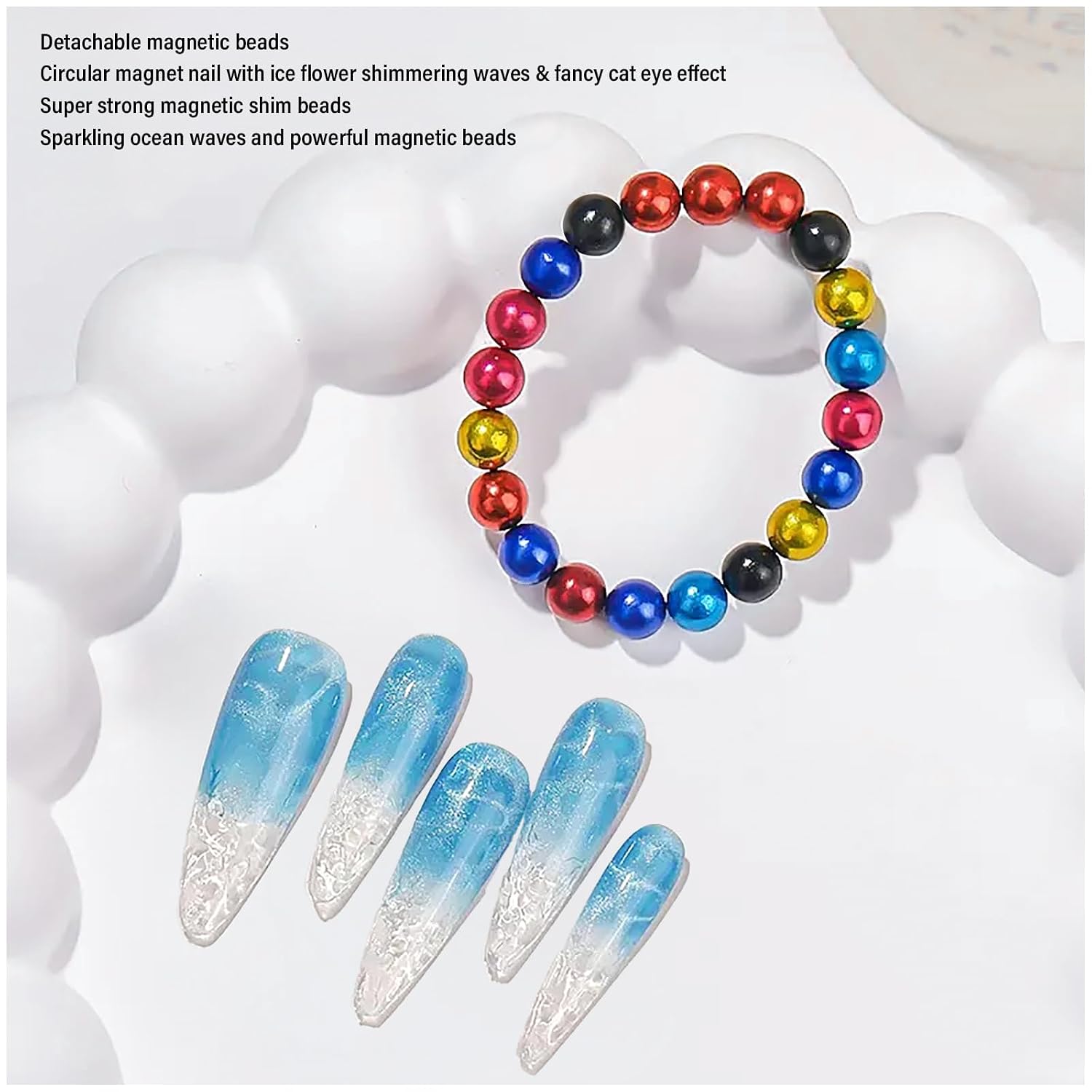 33pcs Cateye Magnet for Nails Colorful Magnetic Beads Color Titanium Cylindrical Strong Nail Magnet Rectangle Nail Magnet with Crocodile Pattern Effect for Cat Eye Gel Nail Polish