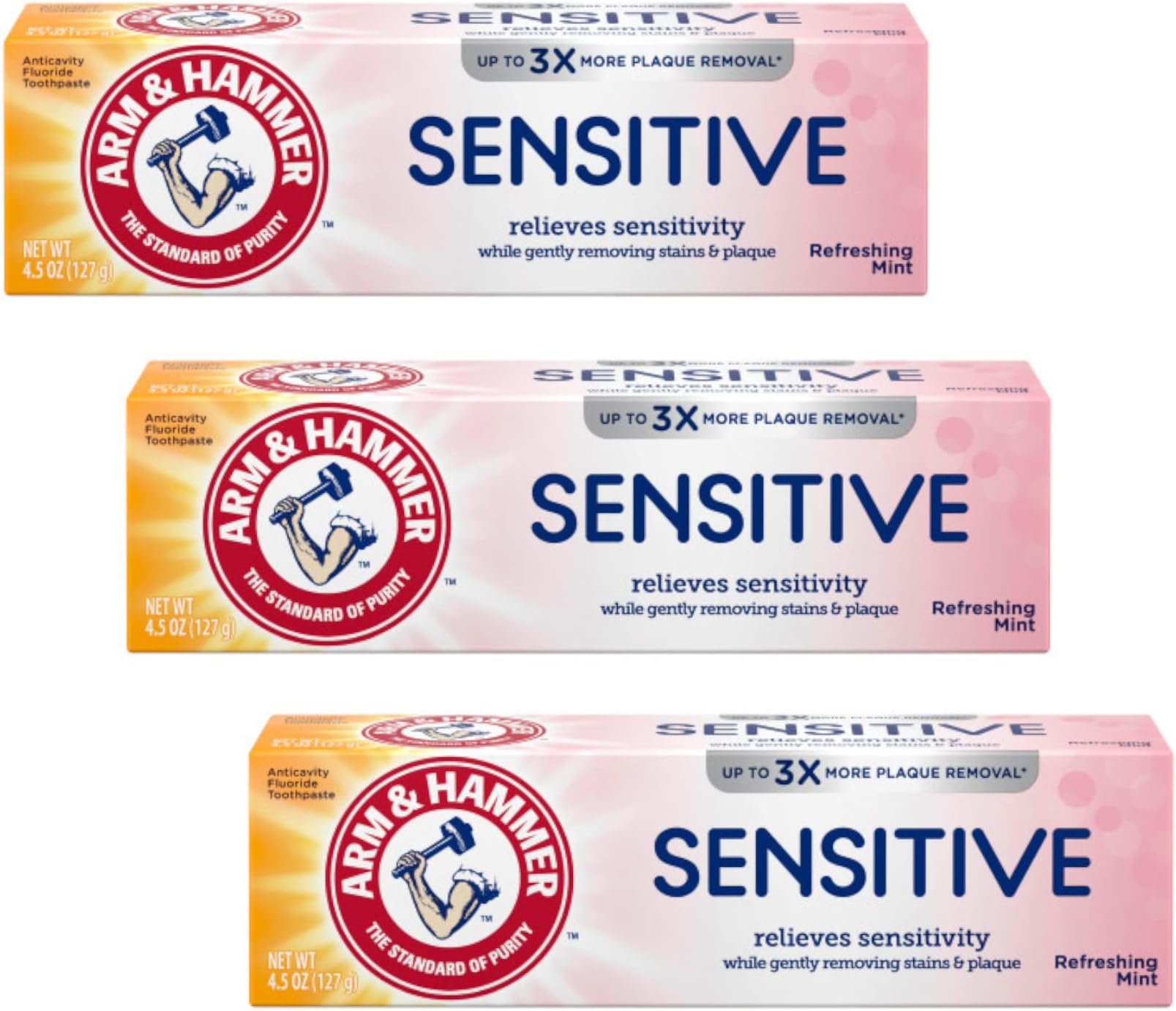 Sensitive Whitening Fluoride Anticavity Toothpaste with Orajel, Frosted Mint 4.50 oz (Pack of 3)