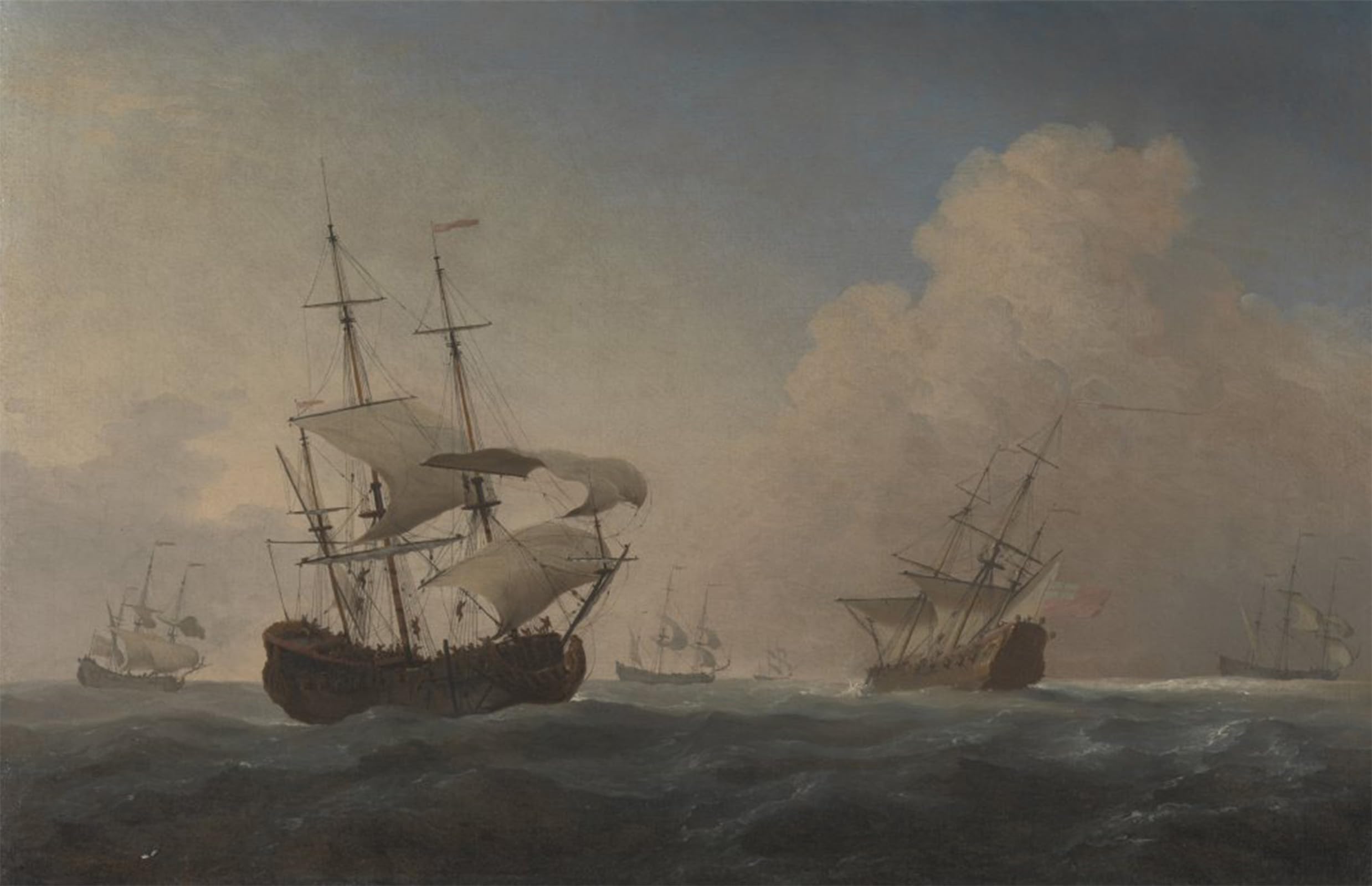 ARTXLXXBN Famous Art Print Poster Vintage Wall Art English Warships Heeling in the Breeze Offshore by Willem Van De Velde the Younger Canvas Art Poster for Home Decor 60x90cm