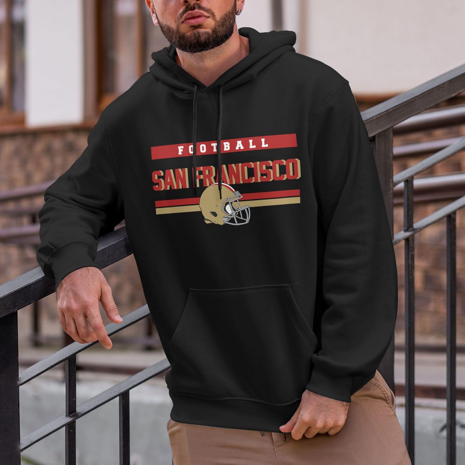 Custom Football Hoodies Personalized Sweatshirts with Name & Number, Gift for Men Women, Game Day Pullover, Black - Image 2