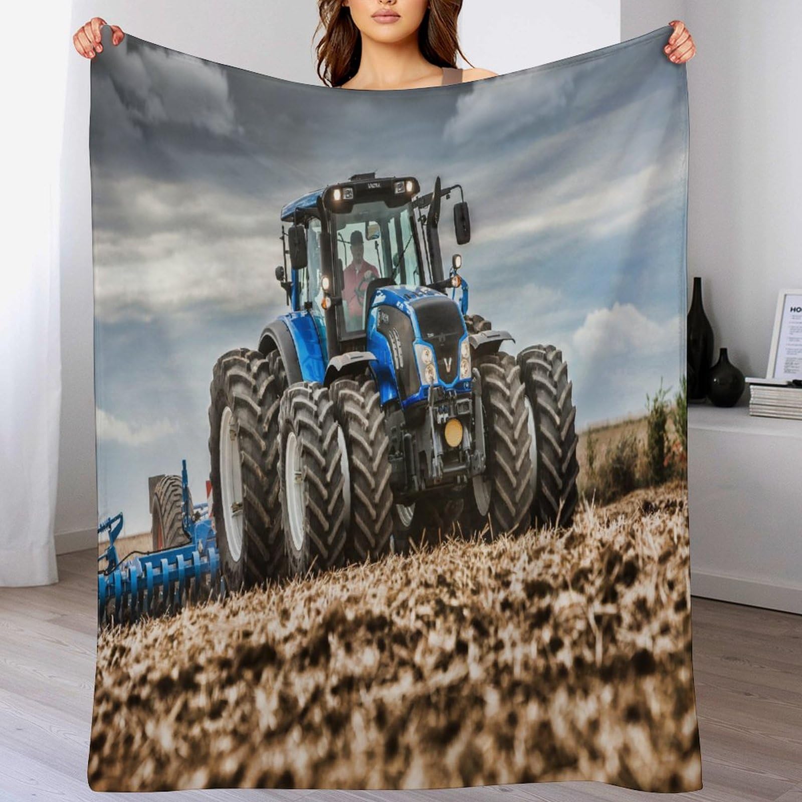 Ggjjtt Boys Tractor Plush Blanket Fleece Throw Blanket 3D Bedroom Decor For Couch Bed Sofa Blanket For Kids Teen Young Girls, Fuzzy Blanket（130×150Cm）
