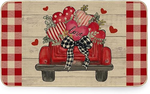CROWNED BEAUTY Tapete para puerta delantera del día de San Valentín, de 17 x 29 pulgadas, para interiores y exteriores, alfombra de vacaciones a