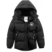 Kids Boy's Winter Coat Fleece Lined Waterproof Jacket Puffy Cotton Coat Thick Hooded Down Outdoor Coats
