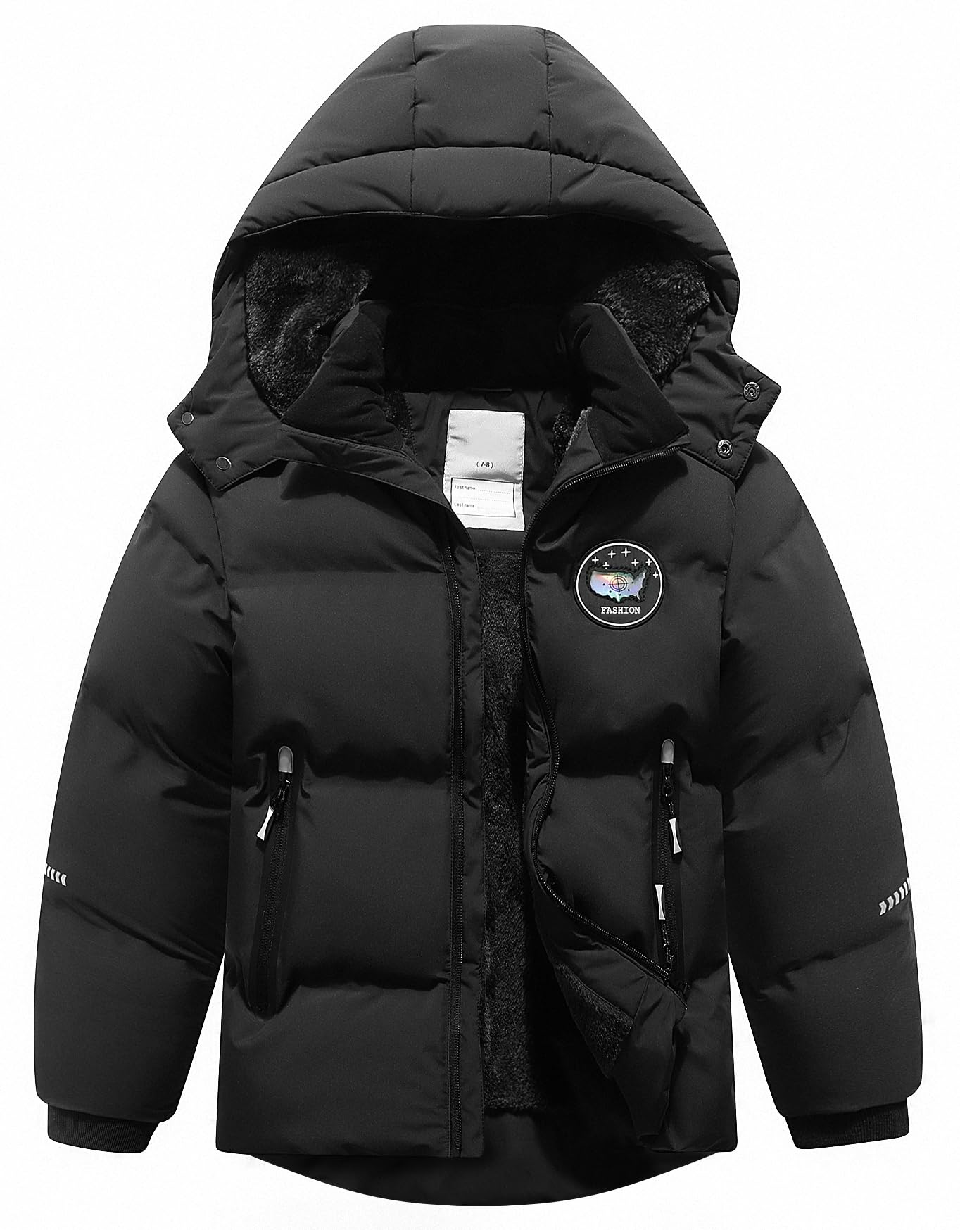 Kids Boy's Winter Coat Fleece Lined Waterproof Jacket Puffy Cotton Coat Thick Hooded Down Outdoor Coats