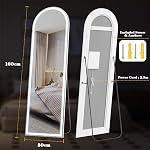 ZKIODV Arched LED Miroir pleine longueur, Miroir plein corps debout avec lumières, Miroir Arch Floor, Grand miroir mural, Miroir debout pour la chambre, Salon, Miroir lumineux (blanc) 160 x 50 cm)