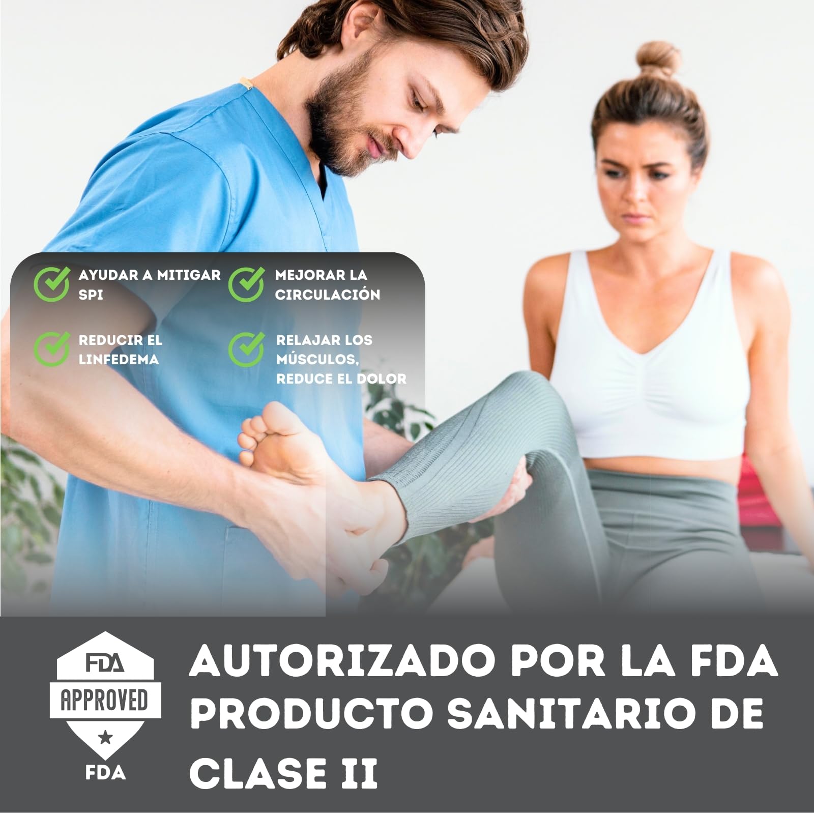 Presoterapia para Casa, Masajeador de Piernas Inalámbrico y Recargable, Botas de Compresión para Circulación, Recuperación Muscular, Drenaje Linfático y Celulitis, Batería de 4H (L)