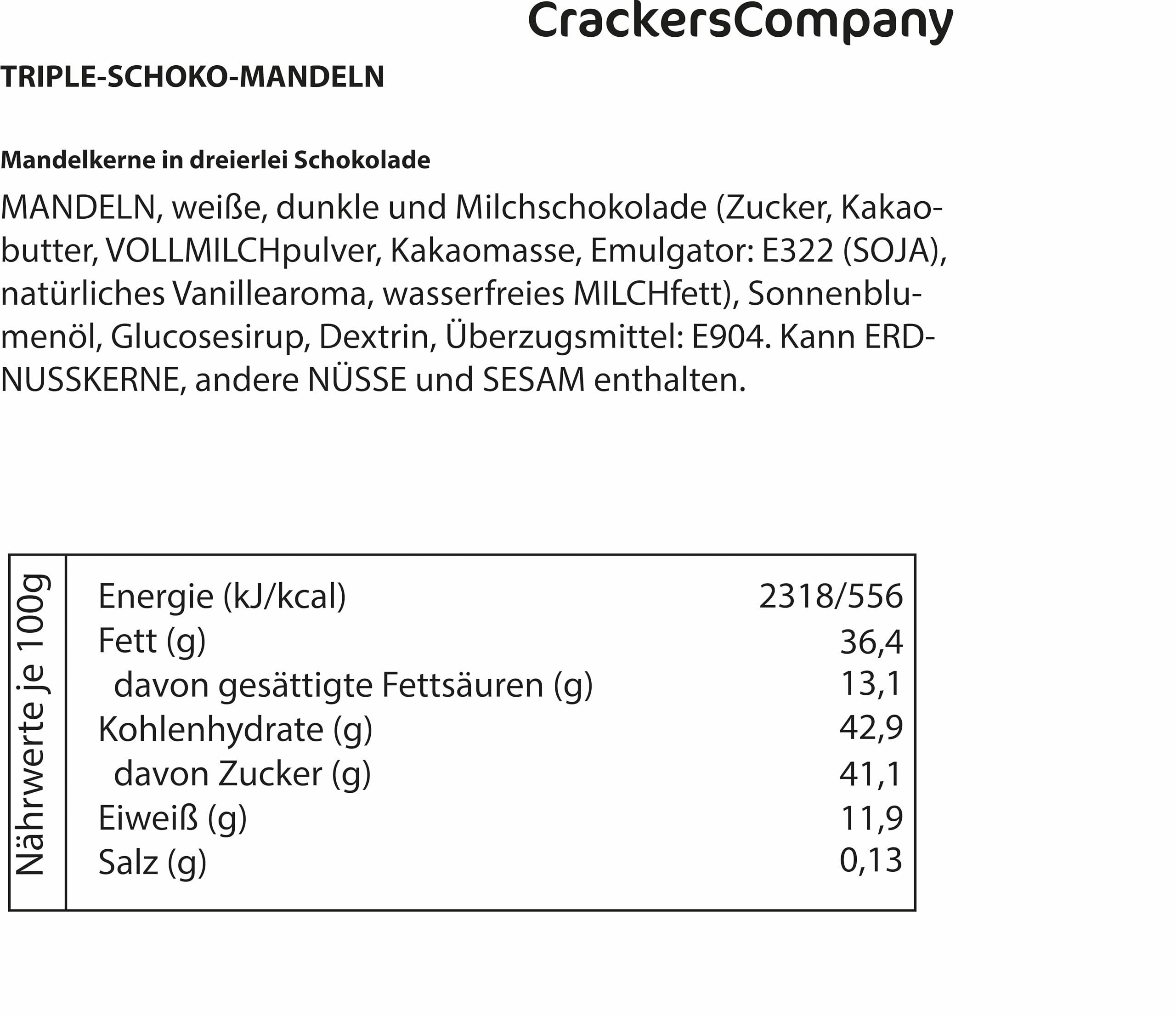 Triple-Schoko-Mandeln 4,5 kg – ganze Mandelkerne in Vollmilch-, Zartbitter- und Weißer Schokolade von CrackersCompany
