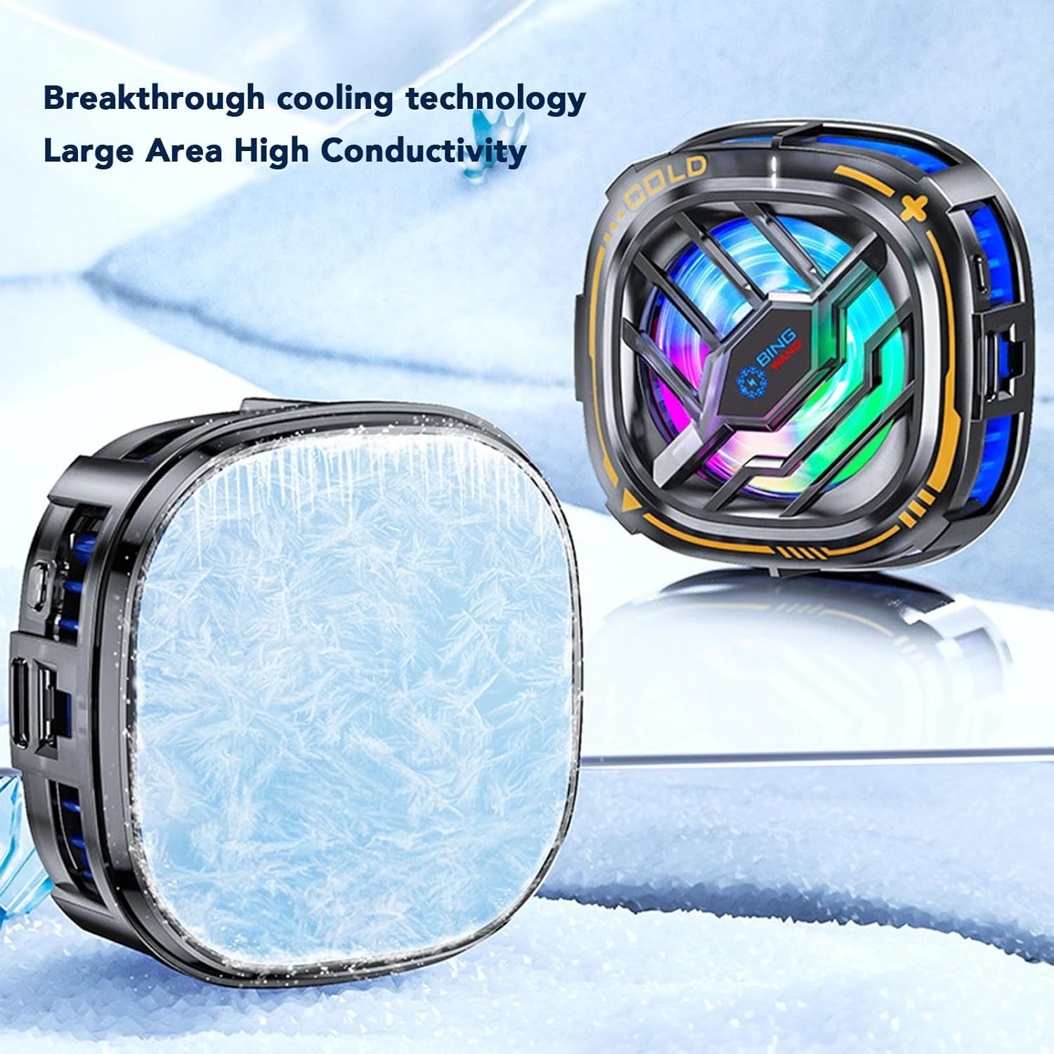 Phone Cooler for Gaming, 5000RPM Magnetic Semiconductor Cooling Fan, High-Speed Phone Cooling Case for Tablets Graphics-Intensive Apps, Anti-Overheat Phone Cooler with Smart Temp Control