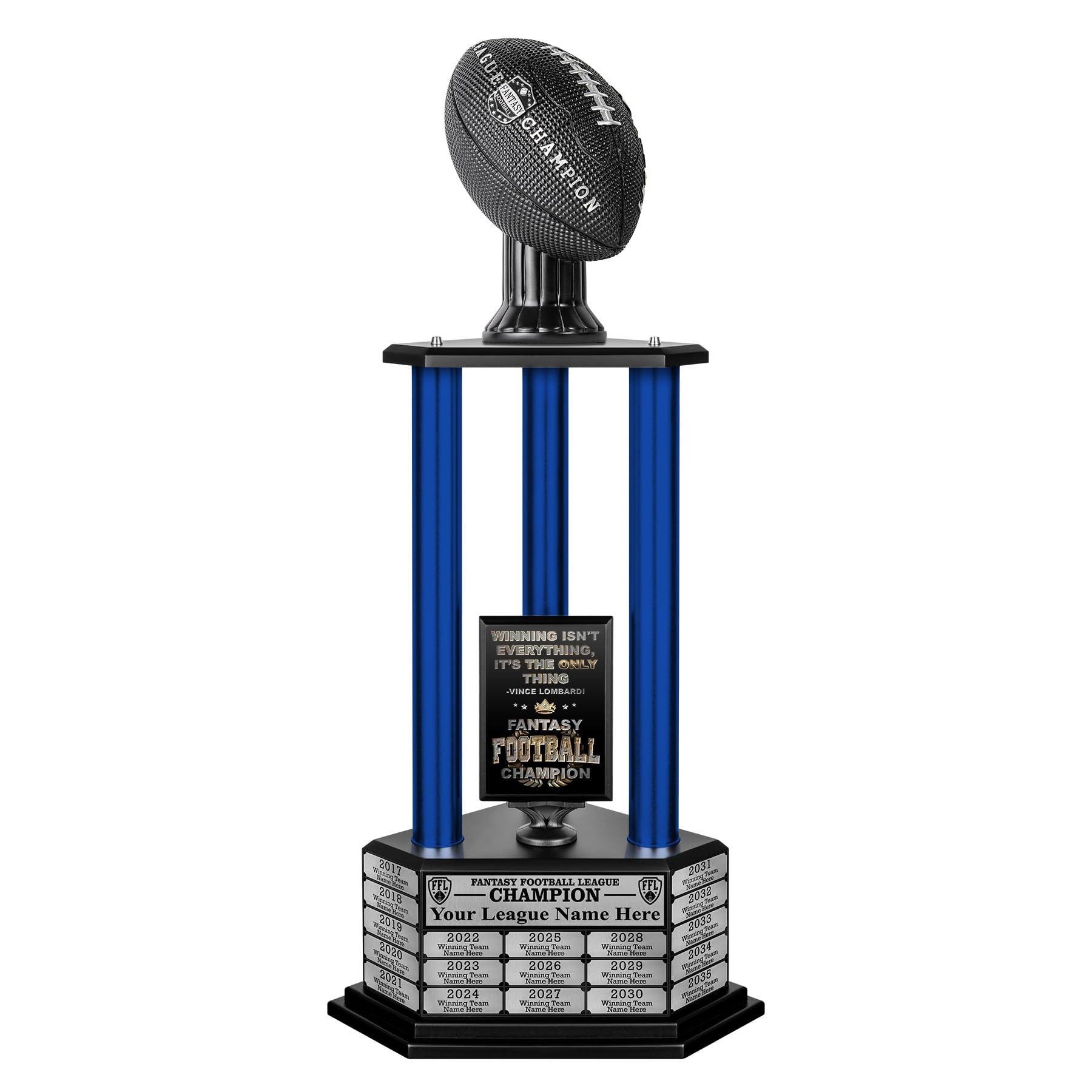 TrophySmack 19-Year Perpetual Fantasy Football Trophy, Custom Engraved