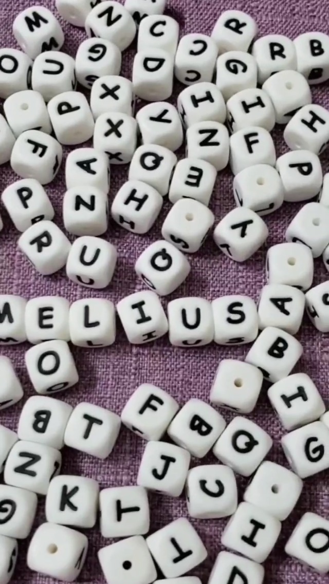 52-Piece Silicone Letter Beads Set - 12mm Square Alphabet Beads A-Z For DIY Bracelets, Keychains, Lanyards - View #3