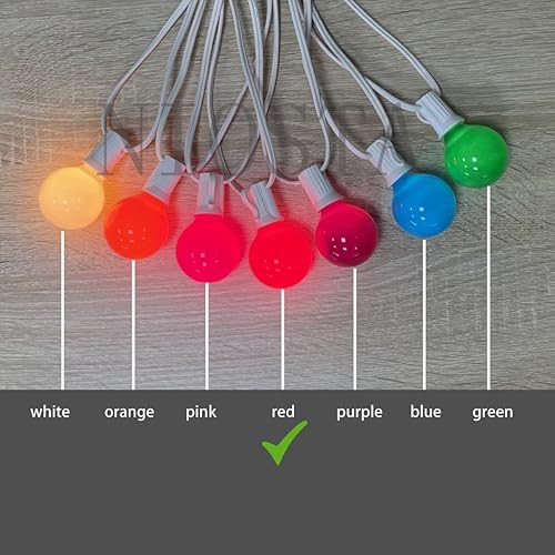 Miniatura 7 de NIOSTA Paquete de 25 bombillas de repuesto G40 color rojo opaco, filamento incandescente de 5 W y base de candelabro E12, bombilla decorativa de