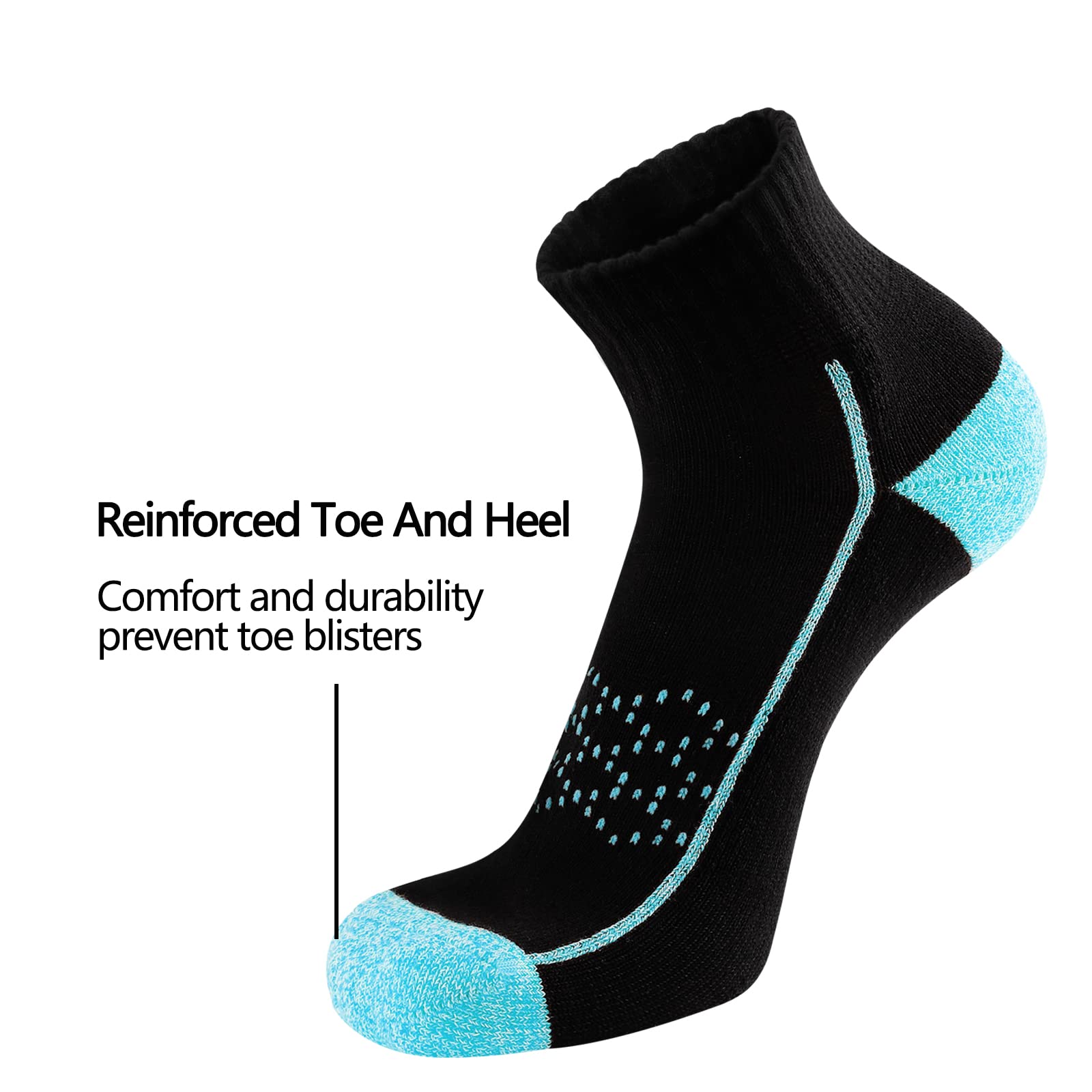 Hepsibah Calcetines deportivos de algodón grueso acolchado de corte bajo para mujer, paquete de 6