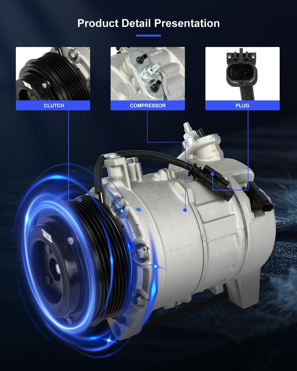 ECCPP AC Compressor Fast Cooling for Chevrolet Traverse for GMC Acadia 3.6L 2013-2023 Air Conditioning Compressor 6 Grooves