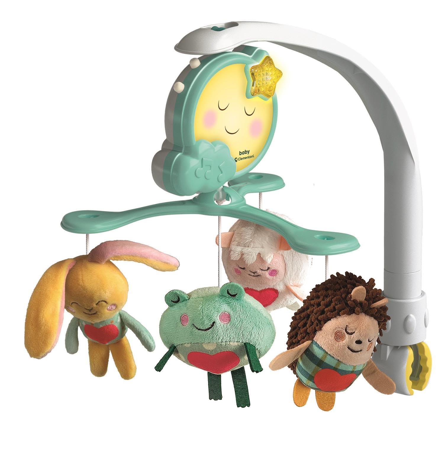 Clementoni Giostrina Carillon Babybett Mobile mit Elektronikmodul, Musik und Naturgeräuschen, verstellbar und abnehmbar für Krippe oder Kinderwagen