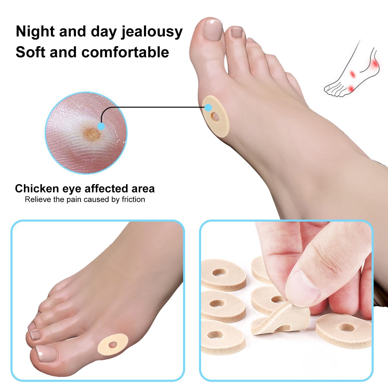 Cojines de maíz – 120 protectores de maíz | Proporcionan amortiguación y reducen las molestias de roces de los callos, protege los pies y los dedos de los pies