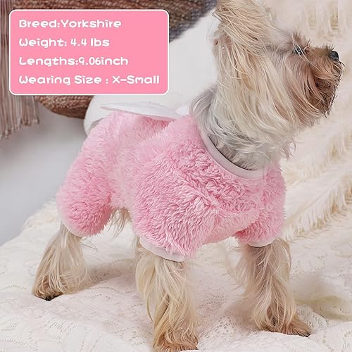 Miniatura 4 de Kosiyi Suéteres para perros pequeños, hembra, niño, pijamas para perros de Pascua, ropa de forro polar para perros pequeños, overol de terciopelo