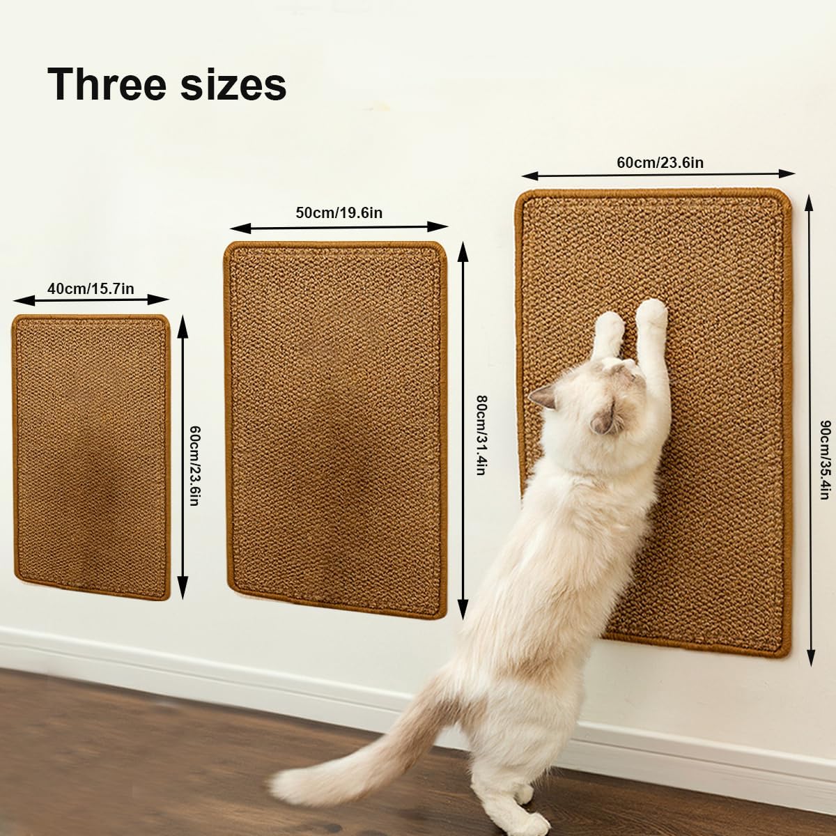 review Cat Scratching Wall Mat - 19.7”×31.5” Imitation Sisal Cat Scratcher Mat, Cat Scratcher with Adhesive Hook Loop Tape for Indoor Cats Grinding Claws Nails, Cat Furniture Protector for Couch&Sofas