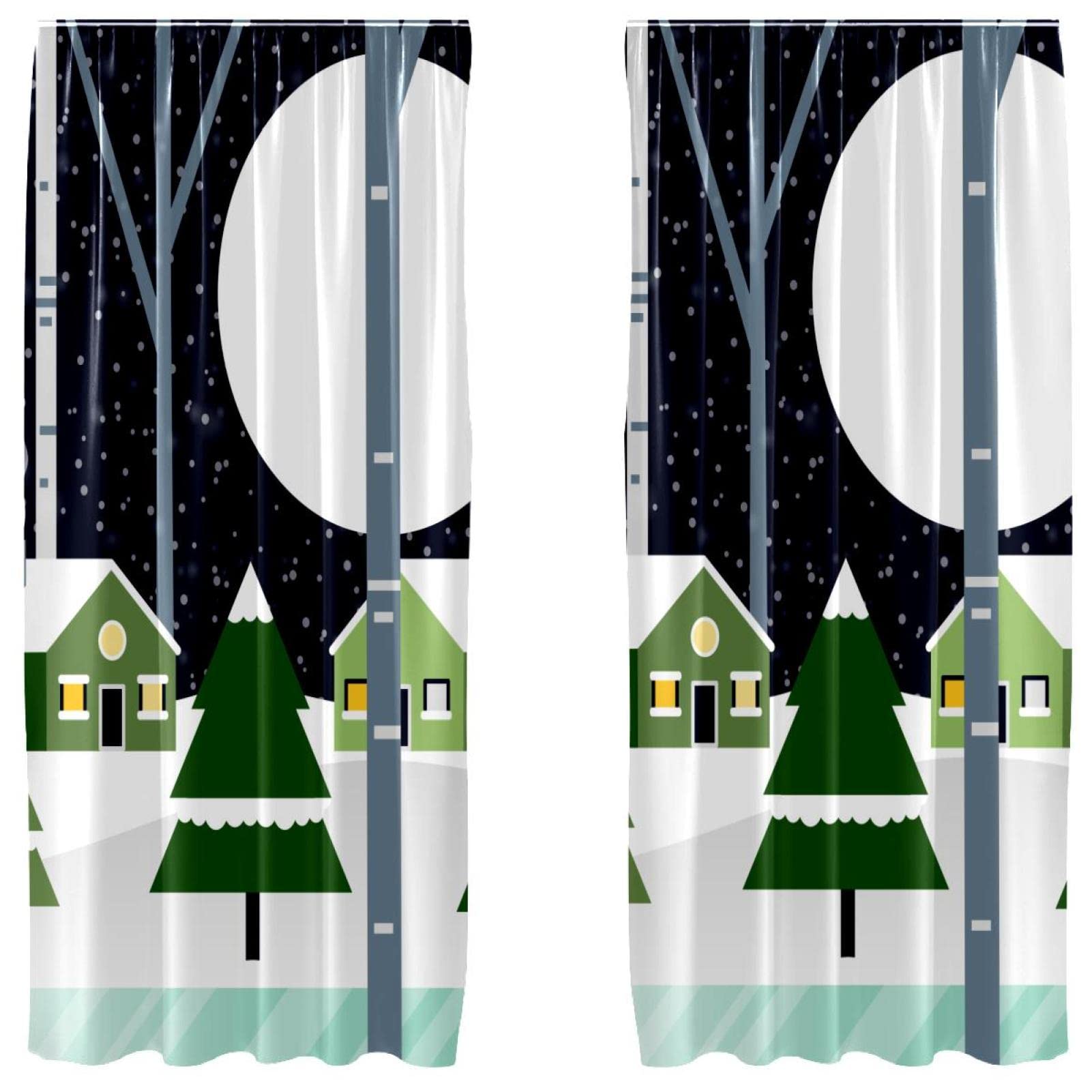 Rideaux occultants chambre contre la lumière, motif arbre de Noël