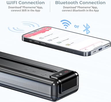 Portable Printers Wireless for Travel,Q302 WiFi Inkless Thermal Printer with Reverse Charging, Phone Printer Supports US Letter/A4/B5/A5, Bluetooth Printers for Home Use Office,300DPI