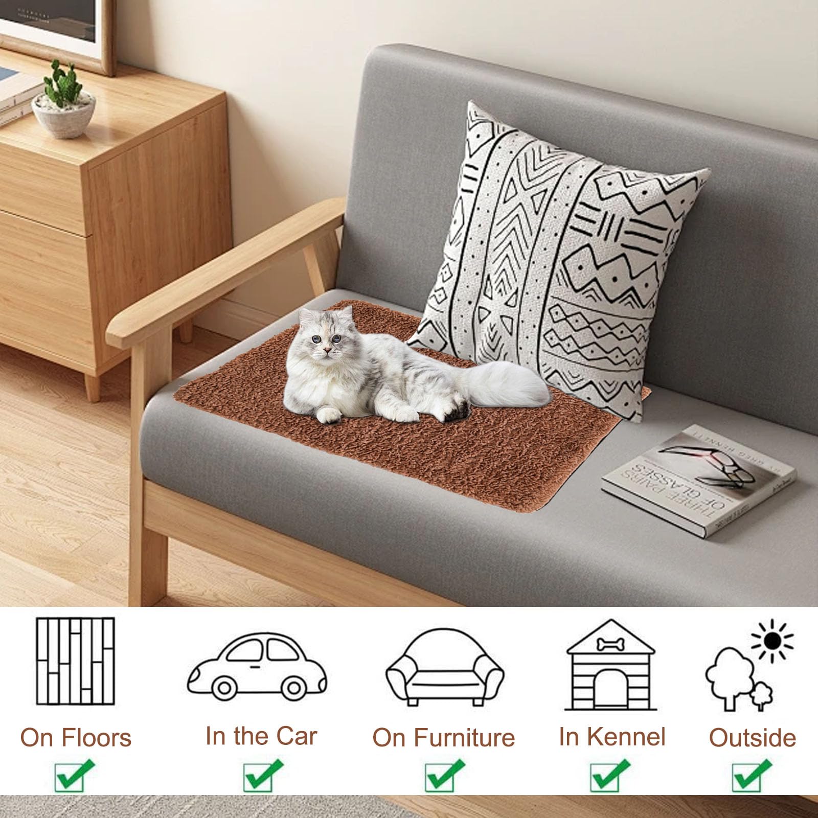 Coussin Chauffant pour Chat, Tapis pour Chien Tapis Hiver Thermique, TapisChien Auto-Chauffant, Coussin Chien Rétention de La Chaleur, Matelas Chien pour Chatons Chiots(60 * 45CM)
