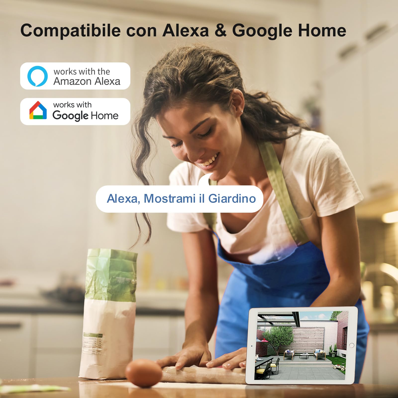 ACCULENZ 5MP Telecamera Wifi Esterno, 2,4/5GHz Videocamera di Sorveglianza,Visione Notturna a Colori, AI Rilevamento del Movimento,Sirena, Compatibile con Alexa