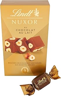 Lindt Nuxor Milk Chocolate Ganache with Whole Roasted Hazelnuts – 150g – Christmas, Gift or Sharing Box – Luxury Swiss Chocolate for Him & Her