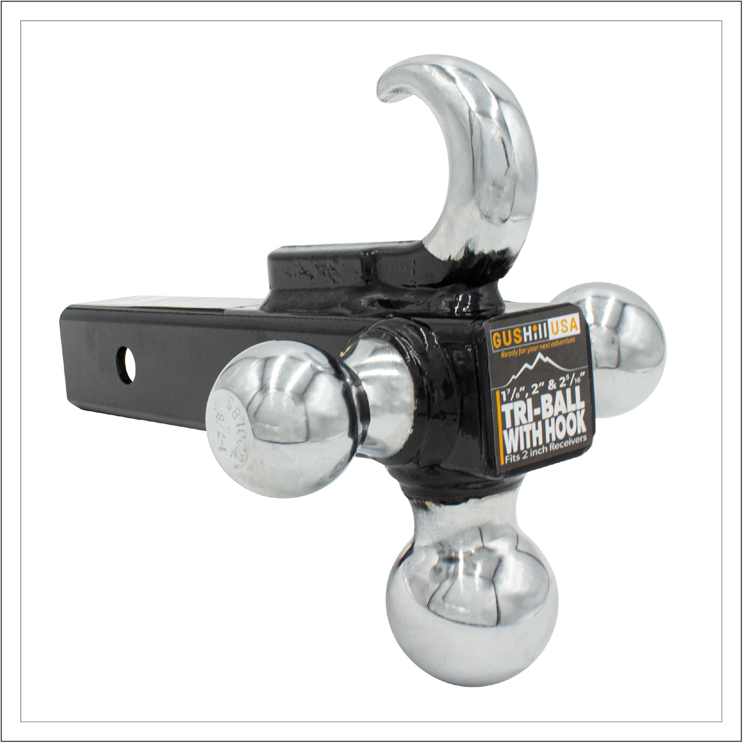USA GH 45675 Trailer Hitch Tri-Ball Mount with Hook, Fits 2" Receivers